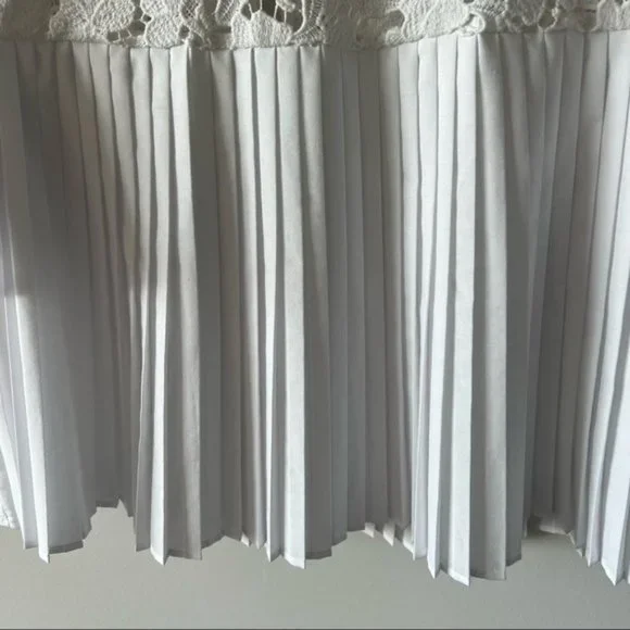 Zara Pleated Lace Top Blouse Babydoll Semi Cropped B - Picture 7 of 13